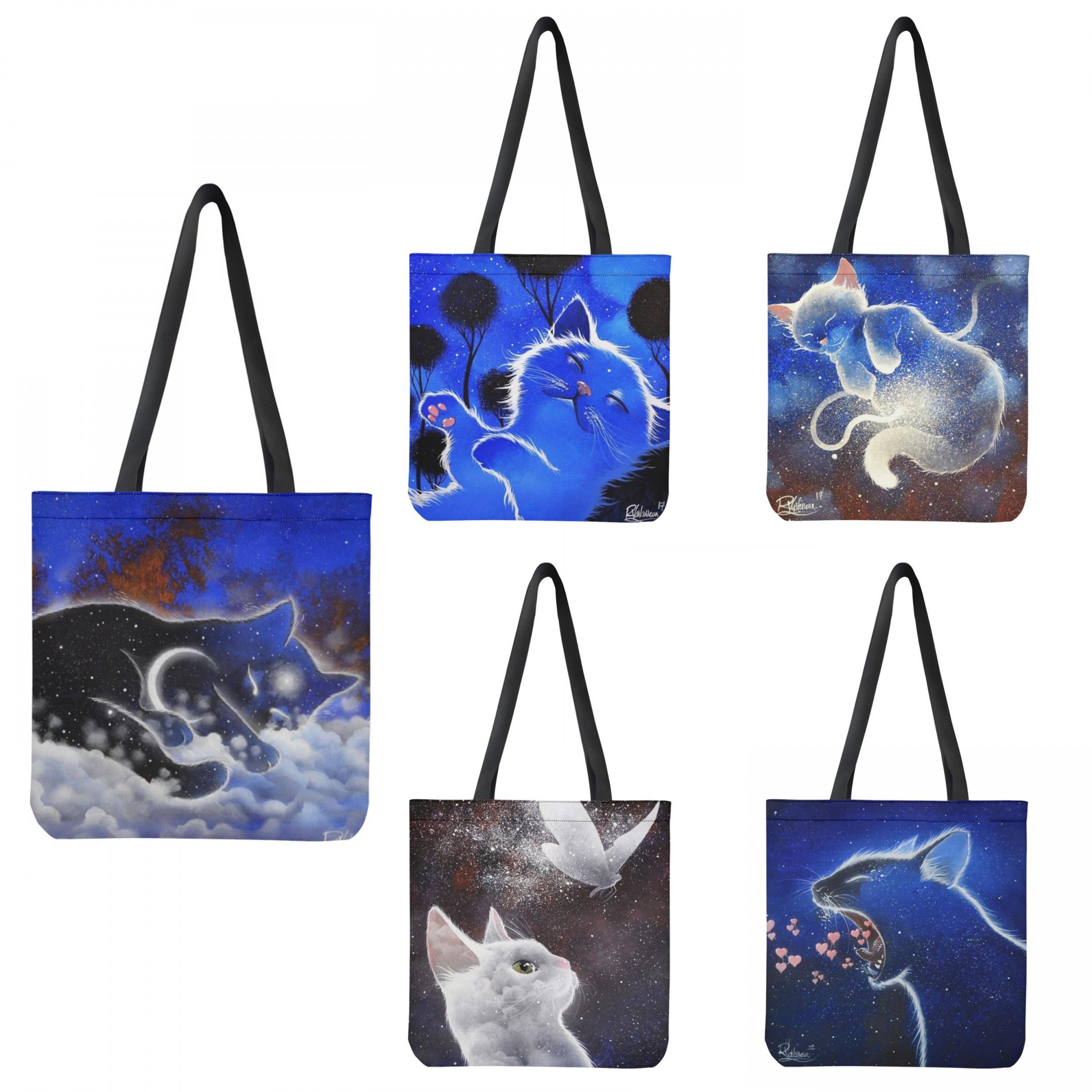 Lively Cat Print Large Capacity Shoulder Bag for Women, Casual